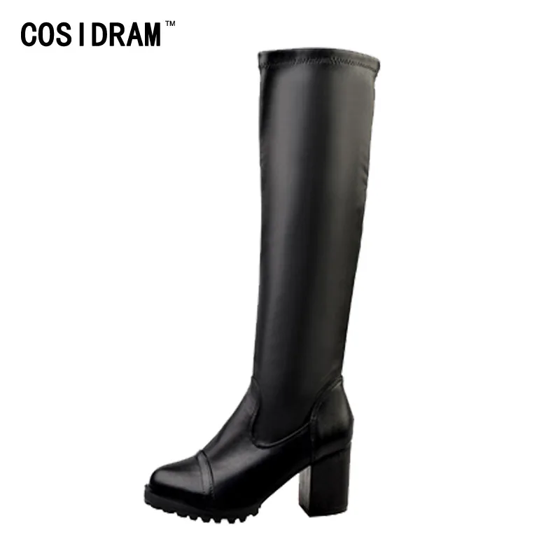 

New 2017 Soft Leather Knee High Boots High Heels Casual Martin Motorcycle Boots Autumn Winter Shoes Sexy Botas Mujer SNE-230