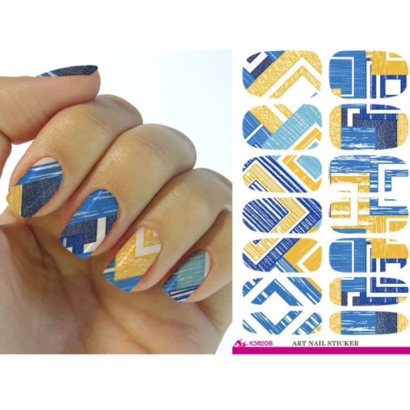 Water Transfers Foils Nail Art Sticker Waterproof Design Plaids Nails