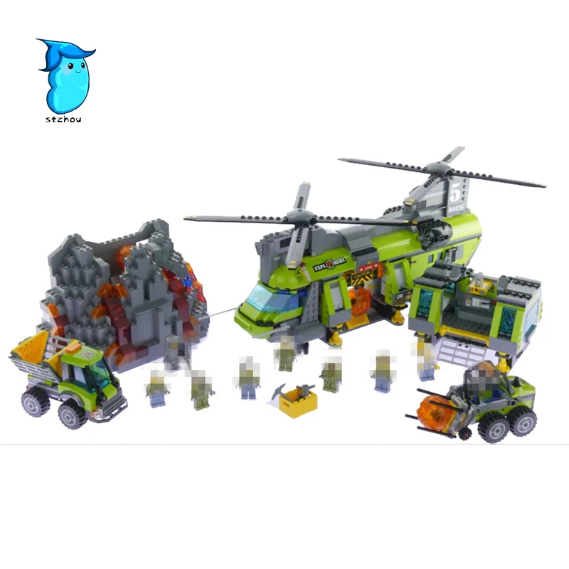 

StZhou 02087 1430Pcs City Series The Volcano Heavy-Lift Helicopter Building Block Compatible Brick Toy