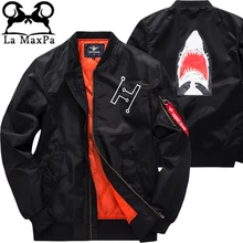 2017 New Coat Parka Air Force Ma-1 Aviator Shark Print Jacket Thicken Casual Plus Size 6XL Cotton Padded Windbreaker Winter Coat