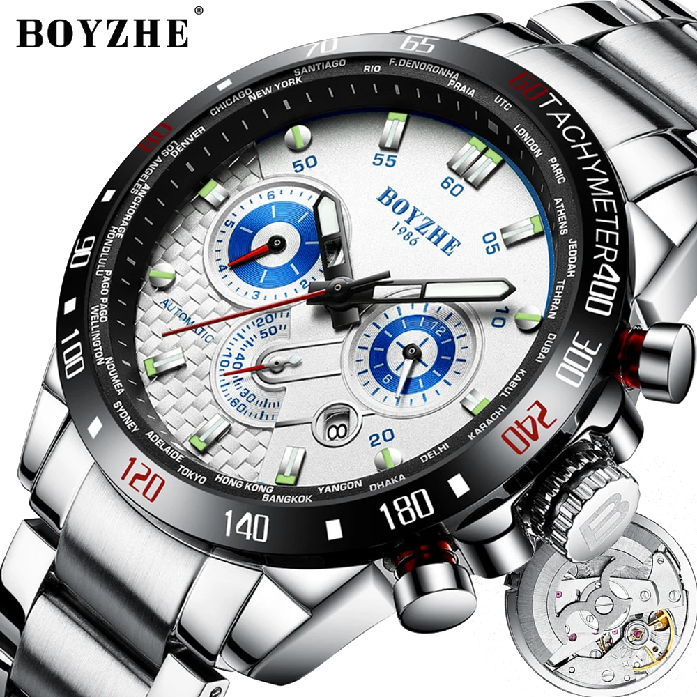 

Relogio Masculino BOYZHE Men Sport Automatic Mechanical Watches Waterproof Self-Winding Top Brand Military Male Wrist Watches