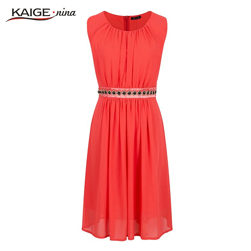 

Summer Fashion Sexy Solid Color Chiffon Dress Party Dresses Hot Sale High-quality Harajuku Sleeveless Round Neck Tank 1911