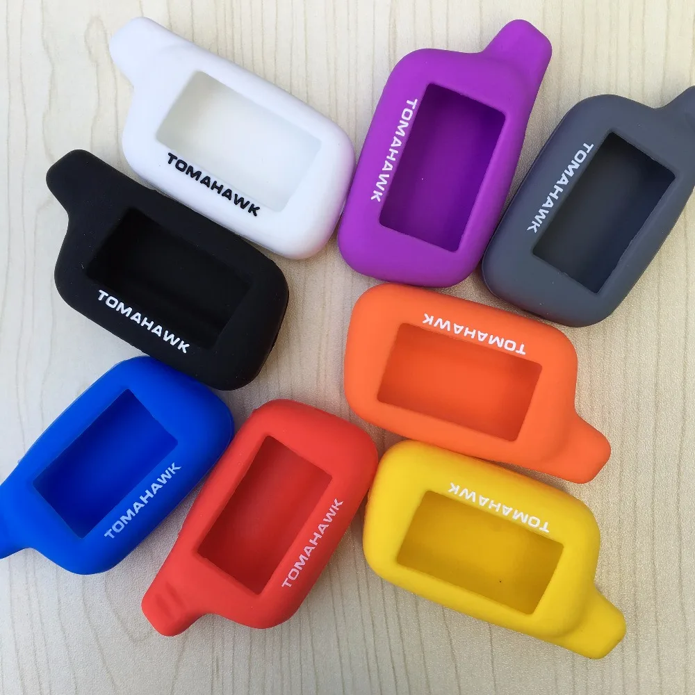 

8 colors Silicone Case Key Case Cover for Russian Version 2 Way Car Alarm LCD Remote Control Key Fob Chain Tomahawk X5 keychain