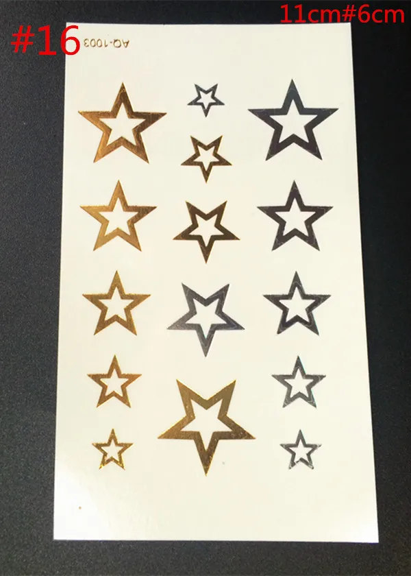 

Gold metal henna false bodystocking five-pointed star tattoo a sticker flash large temporary tattoo tattoo stickers
