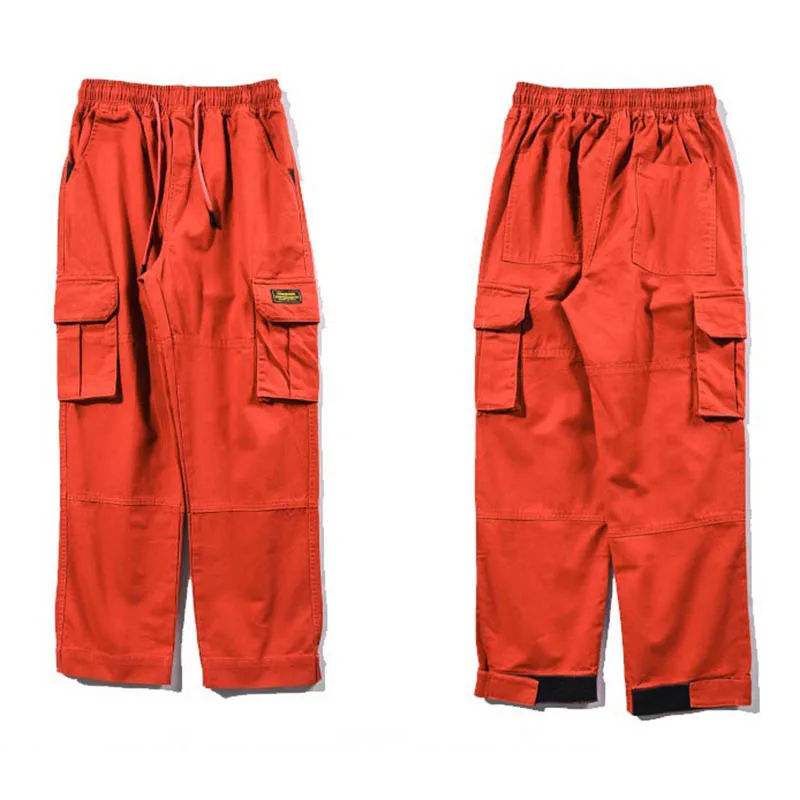 Aelfric Eden, повседневные брюки карго, Мужская брендовая одежда, спортивные штаны, мужские Стрейчевые штаны с карманами, в стиле хип-хоп, оранжевые, длина по щиколотку, джоггеры KT65 - Цвет: Оранжевый