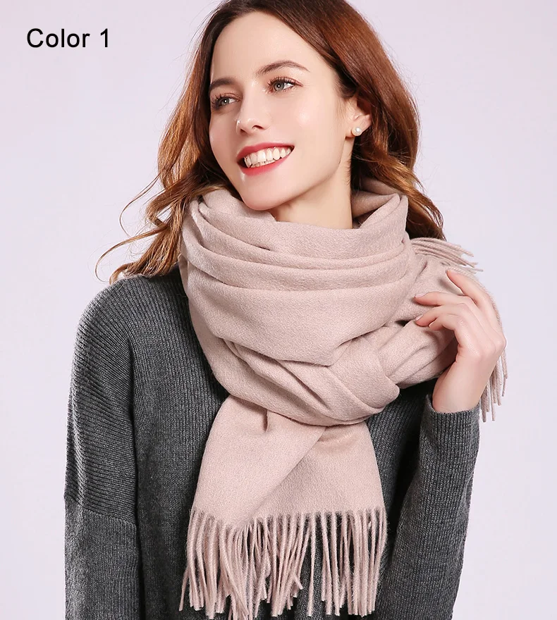 Роскошный женский шарф из овечьей шерсти, зима-осень, утолщенные шали из чистой шерсти, женские теплые шали с кисточками, большой Универсальный тонкий шерстяной шарф
