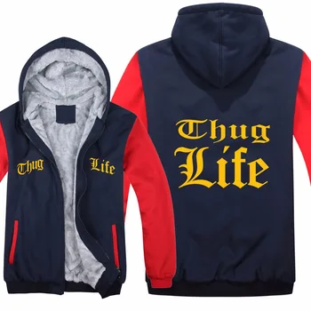 

Thug Life Hoodies Jacket Winter Men Casual Wool Liner Fleece Hip Hop Tupac 2PAC Sweatshirts Hoody