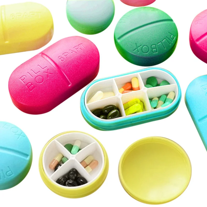 Organizer Box Medical Box Tablet Container Medication Dispenser Cute Plastic Tools Tablet Round Pill Box Tarpaulin
