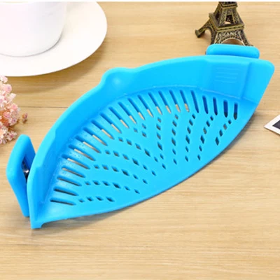 High Quality Silicone Snap Strainer with Clip Pot Strainer Drainer for Draining Excess Liquid Draining Pasta Vegetable Colander - Цвет: 1 pc blue