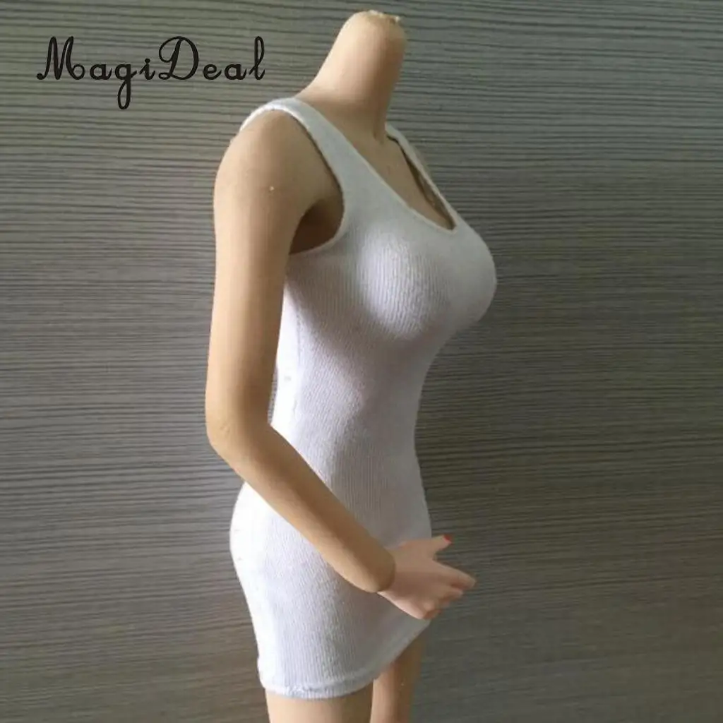 MagiDeal Fashion Cotton 1/6 Package Hip Vest Dress for 12 Inch Female Action Figure Body   Party Evening Clothes 4Colors