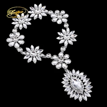 

Ribbon Shape Crystal Pattern Gold And Silver Alloy Pedestal DIY Sewing Applique Wedding Dress Decoration Rhinestone Crafts