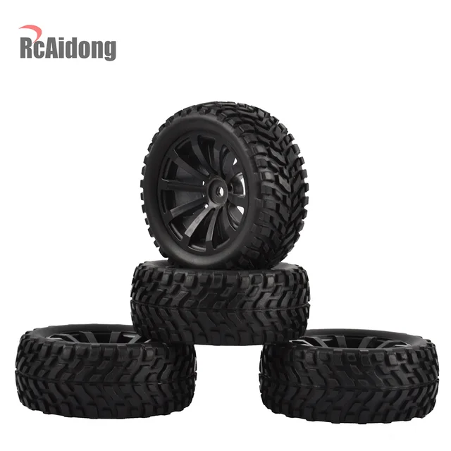 Cheap 4PCS 1/10 RC Rally Car Grain Rubber Tyres Off-road Tires and Wheels for 1:10 RC On Road Car Traxxas Tamiya HSP HPI Kyosho