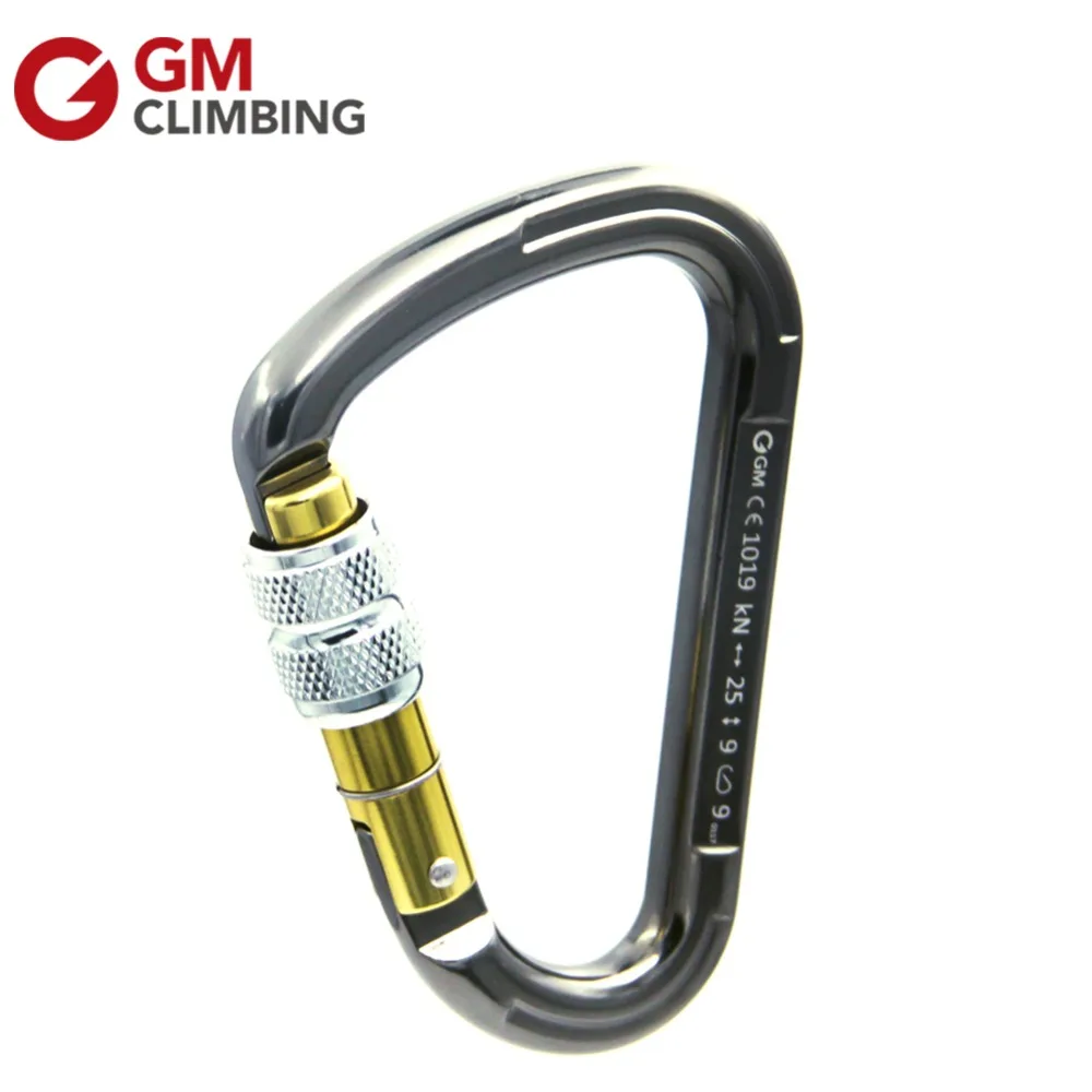 Outdoor Aluminum Screw Locking Climbing Carabiner 25KN / 5600lbs HMS