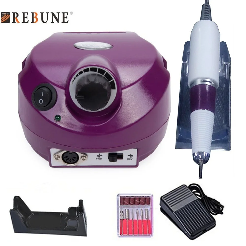 REBUNE Pro 35000 RPM Electric Nail Manicure Drill File Bit Machine 110/220V Manicure Kit Pro Salon & Home Nail Tools Set