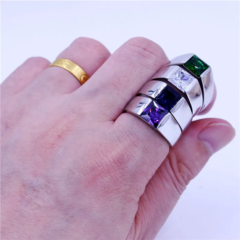 Vecalon, 4 цвета, мужские кольца с камнем рождения, огранка принцессы, 3ct, 5A, циркон, Cz, серебро 925 пробы, обручальное кольцо для мужчин