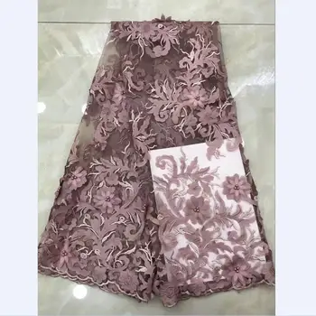 

2018 Hot Sale African French Lace Fabric With Beads For Wedding Favors And Gifts High Quality 3D Flower Design Tulle Lace 30