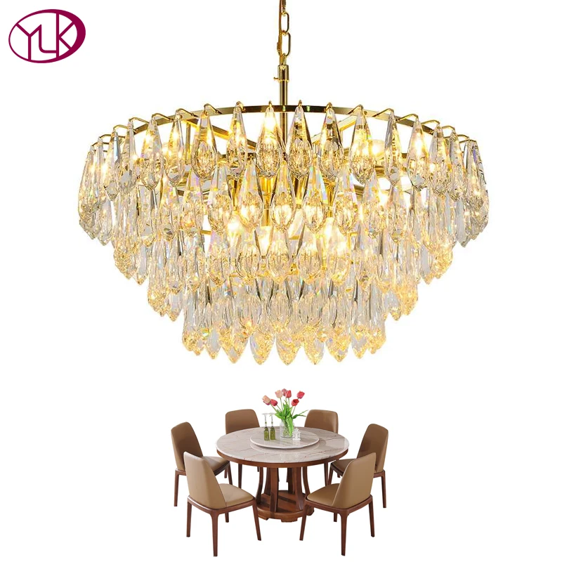 

Youlaike Modern Crystal Chandelier For Living Room Gold Hanging Indoor Lighting Fixtures Luxury Gold Living Room LED Lustres