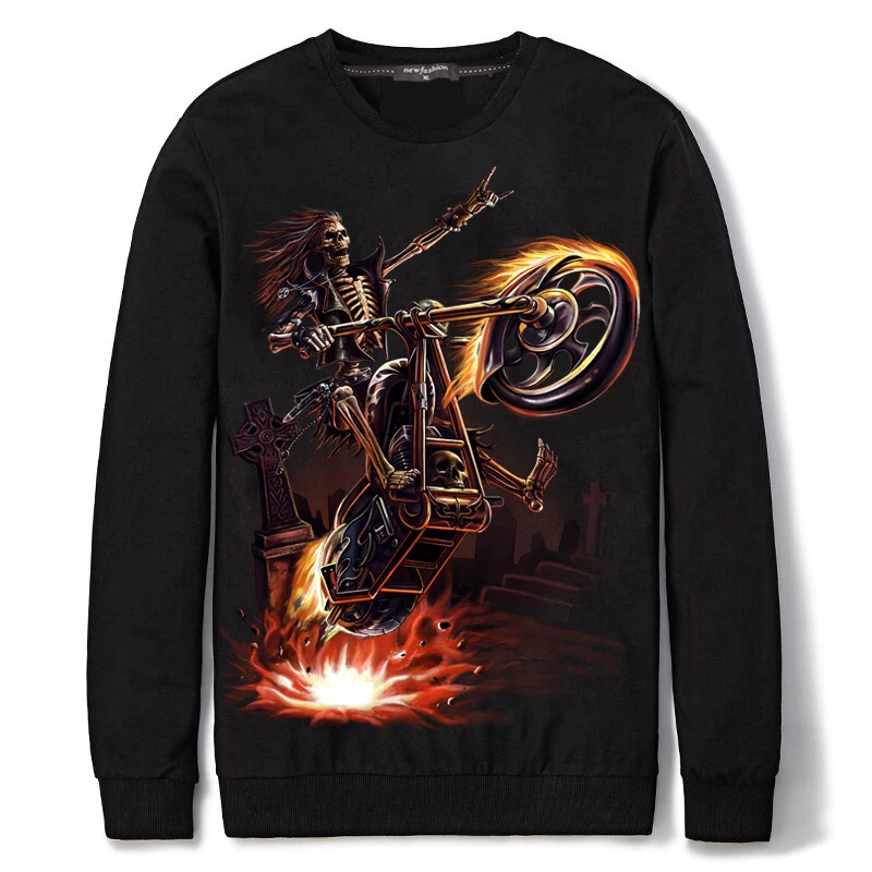 

Black Autumn Mens Outerwear Pullover Men Hoodies Fleece Crazy Skullman Print Sweatshirt 2019 Punk Mens Clothes RH1-15