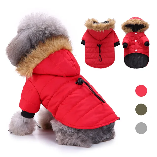 Winter Dog Coat For Small Medium Dogs Pet Clothes With Soft Fur Hood