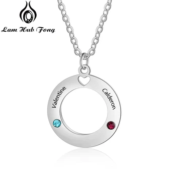 

Custom Birthstone Necklace Personalized Engraved Name Necklace 925 Sterling Silver Jewelry Gift for Women Couples (Lam Hub Fong)