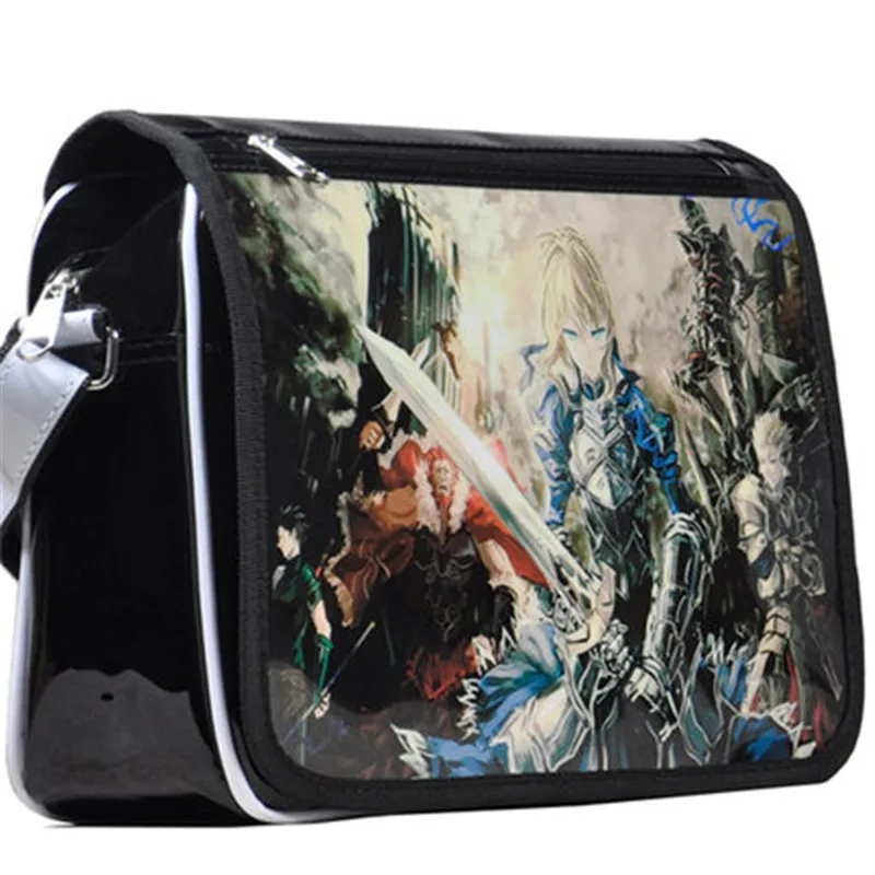 Fate Stay Night Japan Harajuku Anime Patent Leather Schoolbag Fate Zero COS Girls Boys Messenger Bags