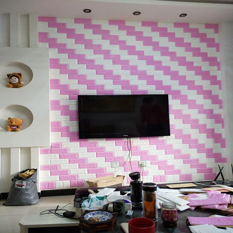 70x77 см DIY 3D настенная наклейка s PE пена Safty домашний декор обои Настенный кирпичная
