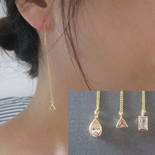 2017 New Arrive Top Quality Bezel Triangle Cubic Zirconia Long Chain 2017 New Arrive Top Quality Bezel Triangle Cubic Zirconia Long Chain 925 Silver Thread Earring