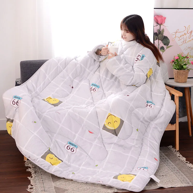 winter Comforters autumn Lazy Quilt with Sleeves family Blanket Cape Cloak Nap Blanket Dormitory Mantle Covered Blanket