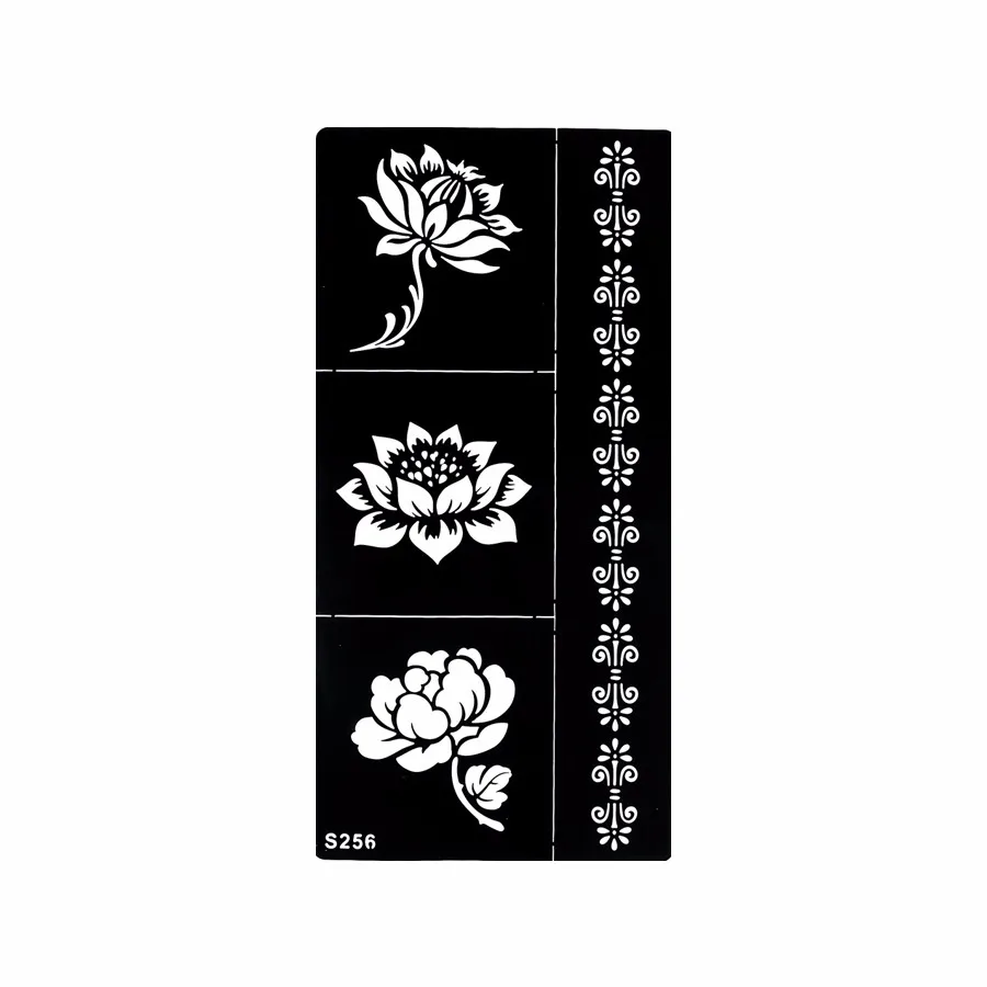 1 Sheet Temporary Black Henna Lotus Flowers Stencil Tattoo Bracelet Lace Design Sex Women Makeup Tip Body Art Sticker Paper S256