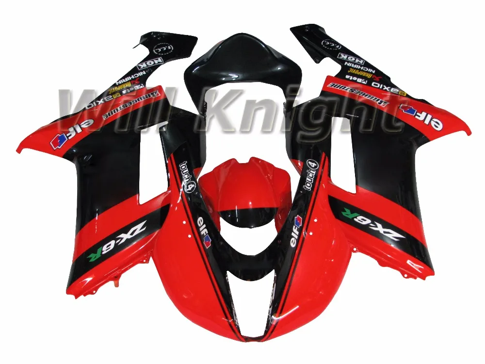 Body Kit for Kawasaki Ninja ZX 6R 2007 2008 ZX6R ZX 6R 07 08 Black Red