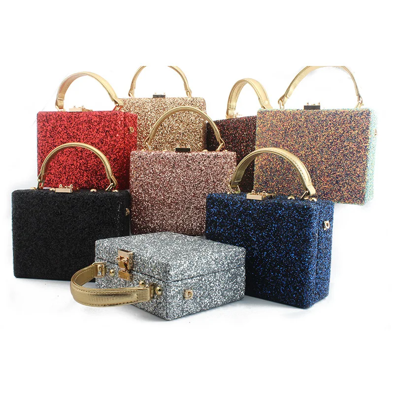 حقيبة يد فاخرة حقائب النساء مصمم الترتر الكتف Crossbody سلاسل رفرف مربع حقيبة السيدات قفل مساء حزب الزفاف مخلب