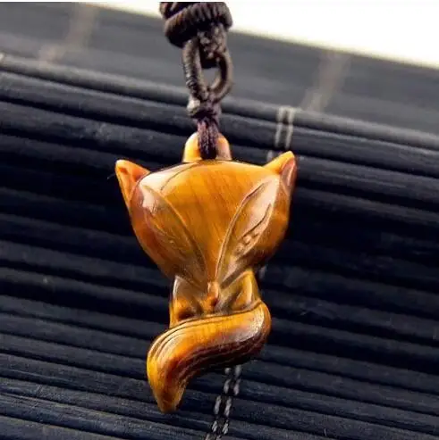

Free shipping Crystal pendant natural tiger eye stone small fox pendant transhipped for gift free shipping