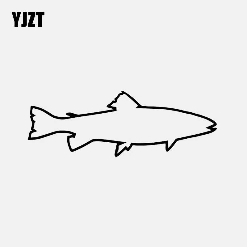 

YJZT 16.6CM*5.8CM Trout Outline Decal Vinyl Car Sticker Sea Spotted Rainbow Brook Inshore Fish Black/Silver C24-0785