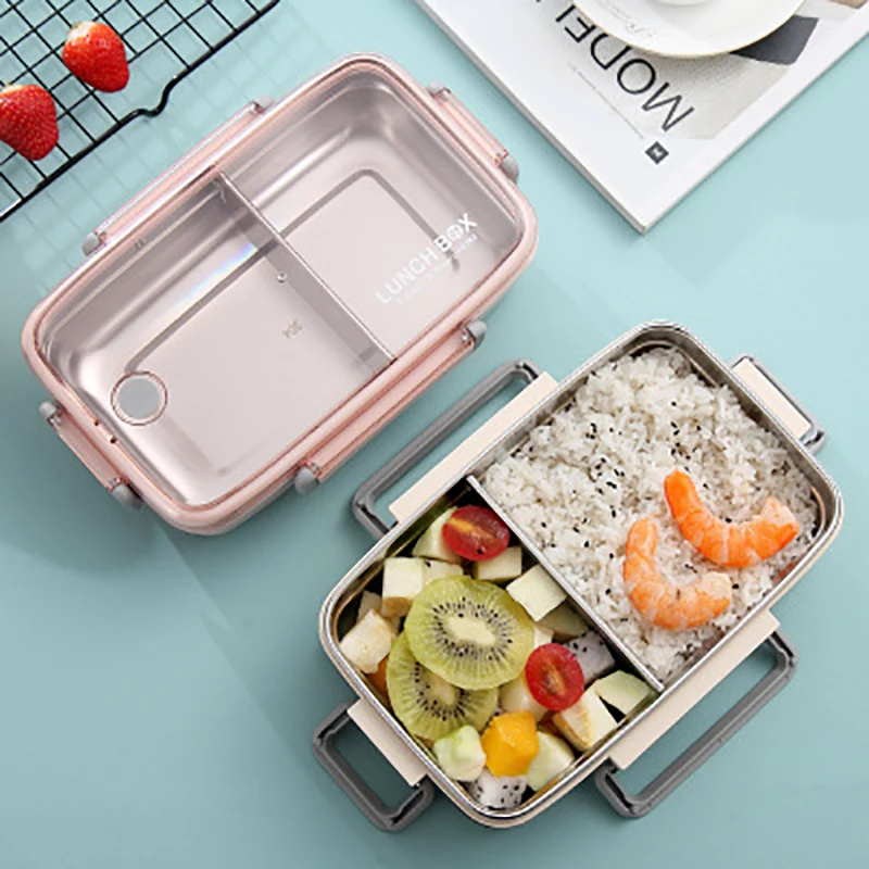 

304 Stainless Steel Lunch Box Bamboo Fiber Insulation With Compartments Food container Student Adult Cute Bento box