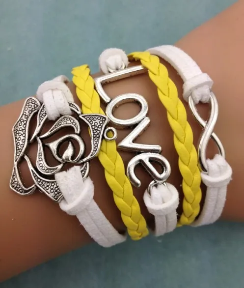

1pcs infinity bracelet, rope rose leather bracelt 3175 mini order 10$