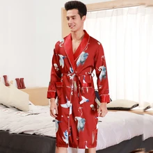 RB0353 новые мужские халаты атласное шелковое ночное белье мужской халат с принтом весна лето с длинными рукавами Ночное белье Банный халат для сна