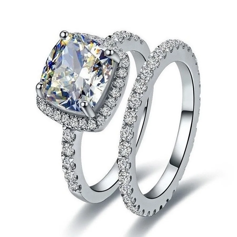 royal 2ct vvs1 halo synthetic diamonds engagement ring girl love best two rings combine valuable gift - Girl Wedding Rings royal 2ct vvs1 halo synthetic diamonds engagement ring girl love best two rings combine valuable gift - Girl Wedding Rings