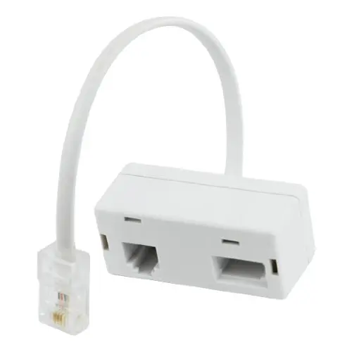 

Good New White Plastic RJ45 Plug to RJ11 BT Socket Splitter Telephone Adapter