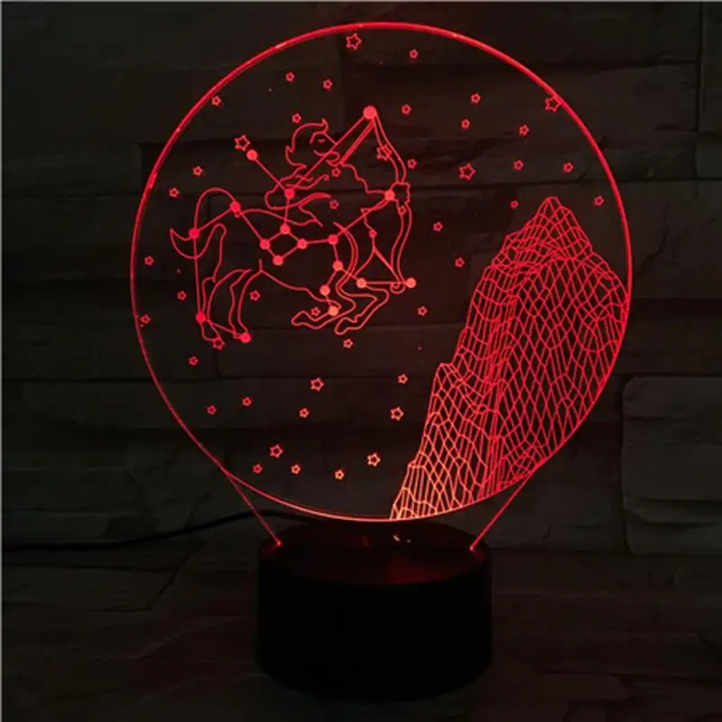 Стрелец 3D лампа Ночной светильник LED лампы многоцветной вспышки Рождественские