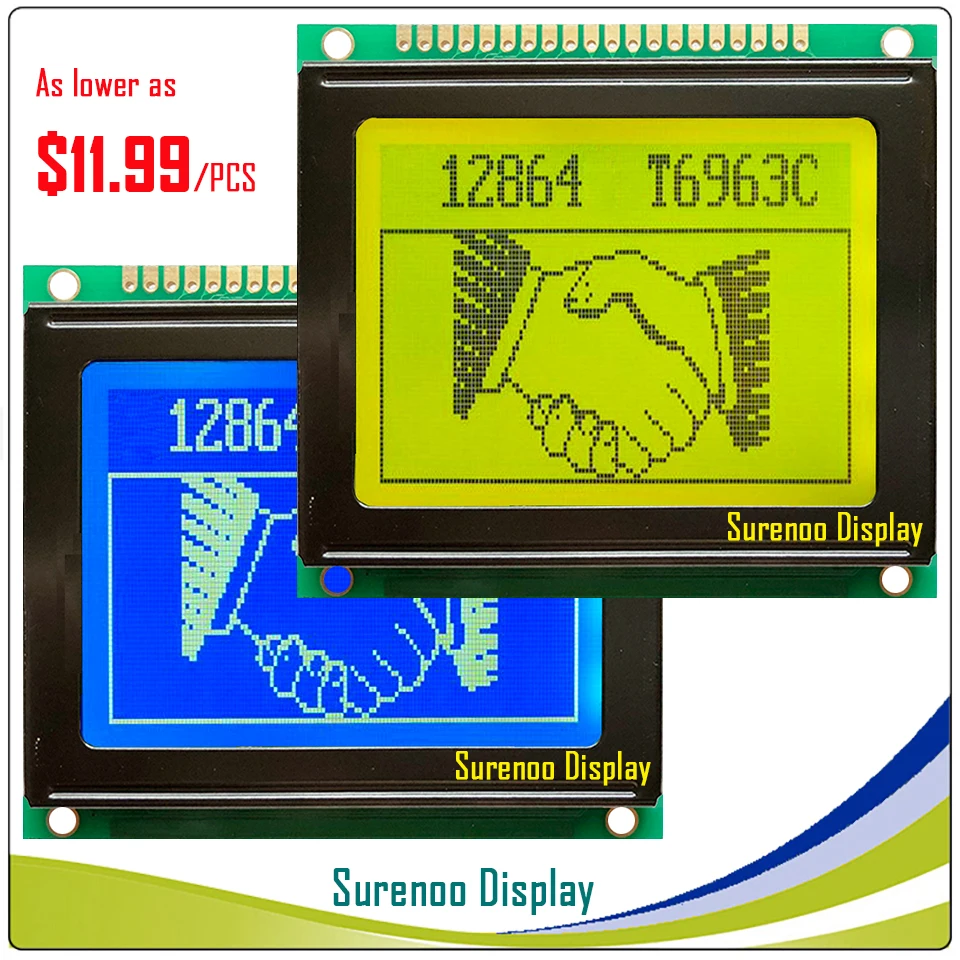 

78X70MM 12864 128*64 Graphic Matrix LCD Module Display Screen LCM with T6963C/RA6963 Controller in Industry Grade