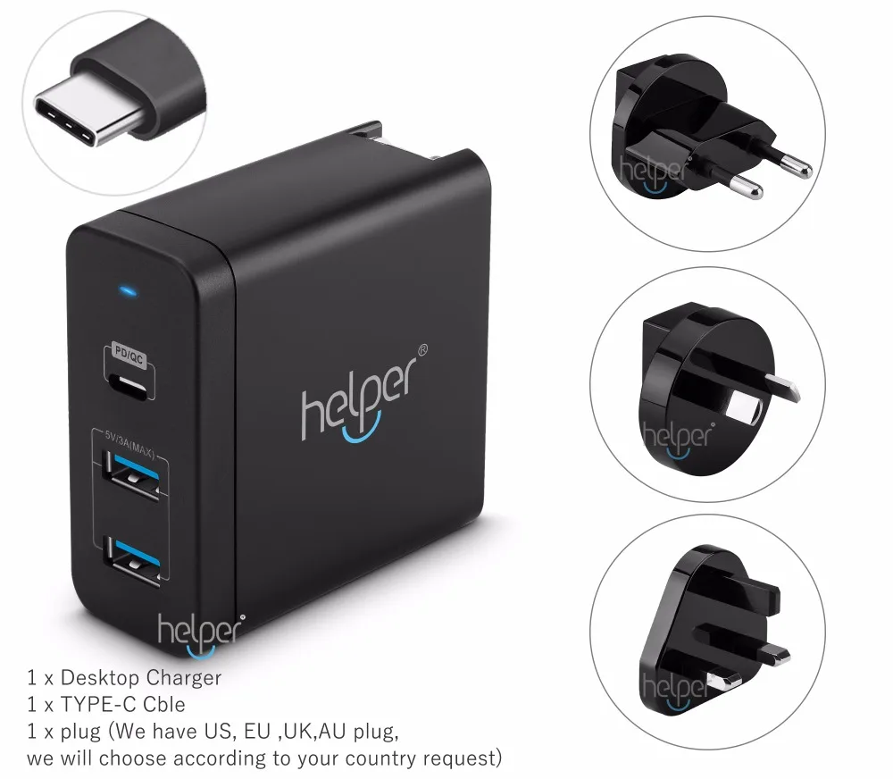 

USB-C Type-C PD Charger Power Delivery QC 3 Port Fast Charger for Nintendo Switch IPAD Pro XiaoMi Air 13.3