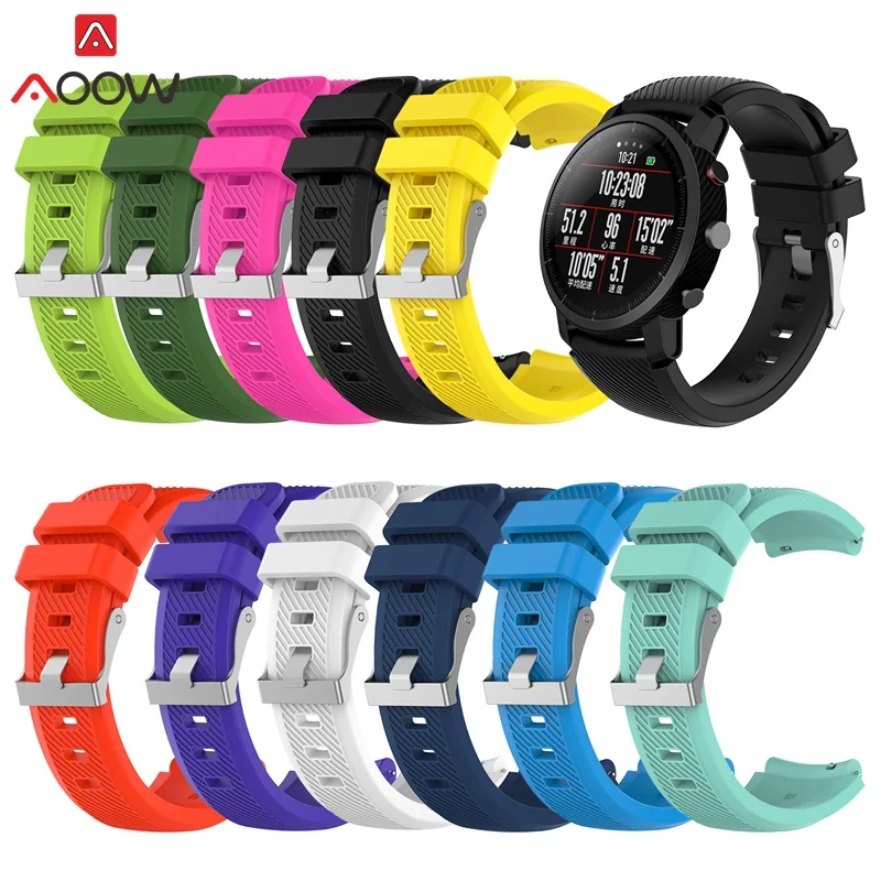

AOOW Watchband for Huami Amazfit Stratos 22mm Quick Release Silicone Watch Band Replacement Bracelet Strap for Amazfit Pace