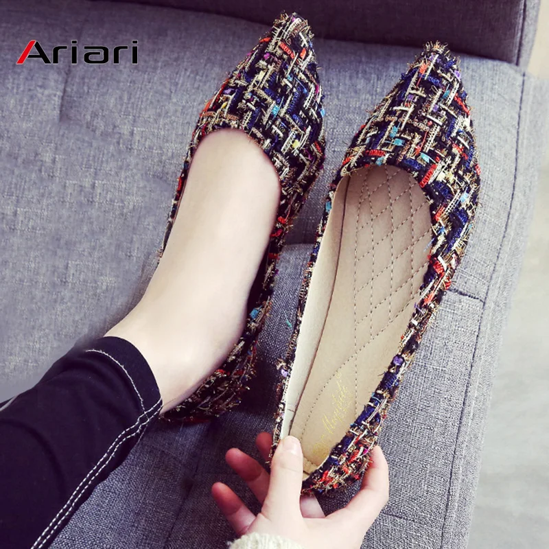 

Ariari 2018 New Fashion Autumn Flat women shoes Pointed Toe Loafers sandals Plus size 35- 43 women walking shoes