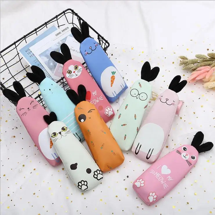 Creative cartoon lovely rabbit Pencil Case kawaii big capacity pencil ...