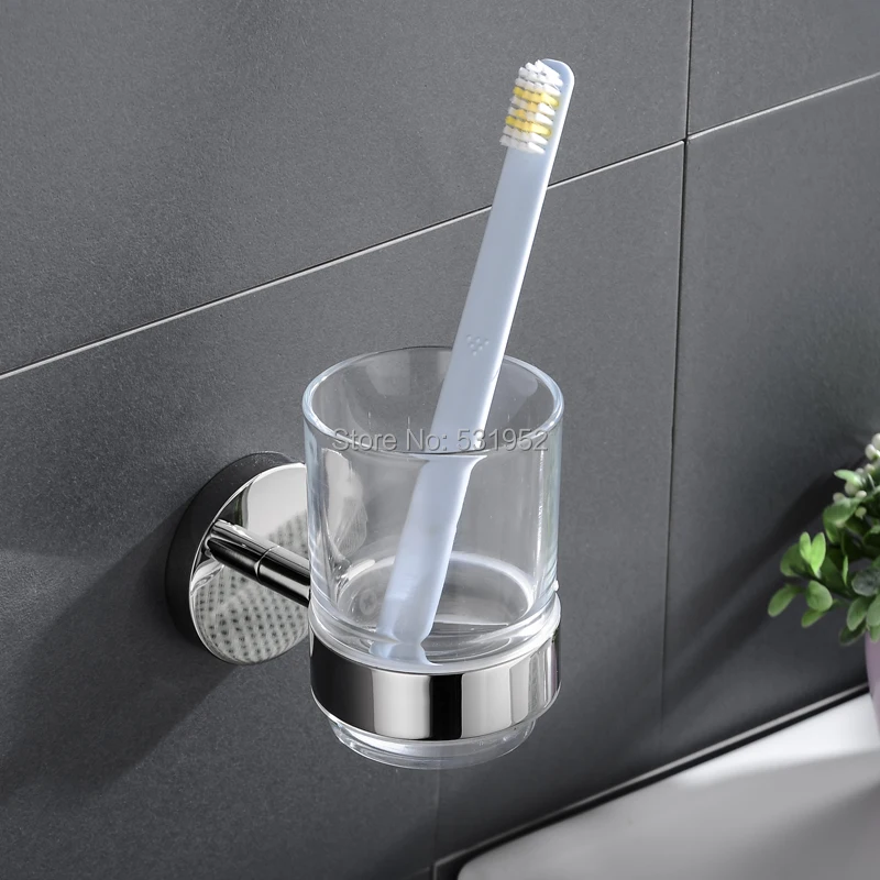 Cup Tumbler Holders Wall-mount Single Toothbrush Tooth cup holder Polish Stainless Steel 304 Bathroom Accessories