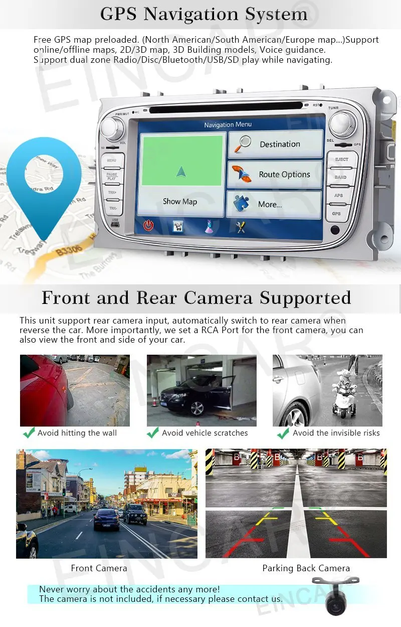 Камера! Два 2Din автомобильный стерео Android 6 0 7 dvd плеер для Ford Focus в тире gps авто радио