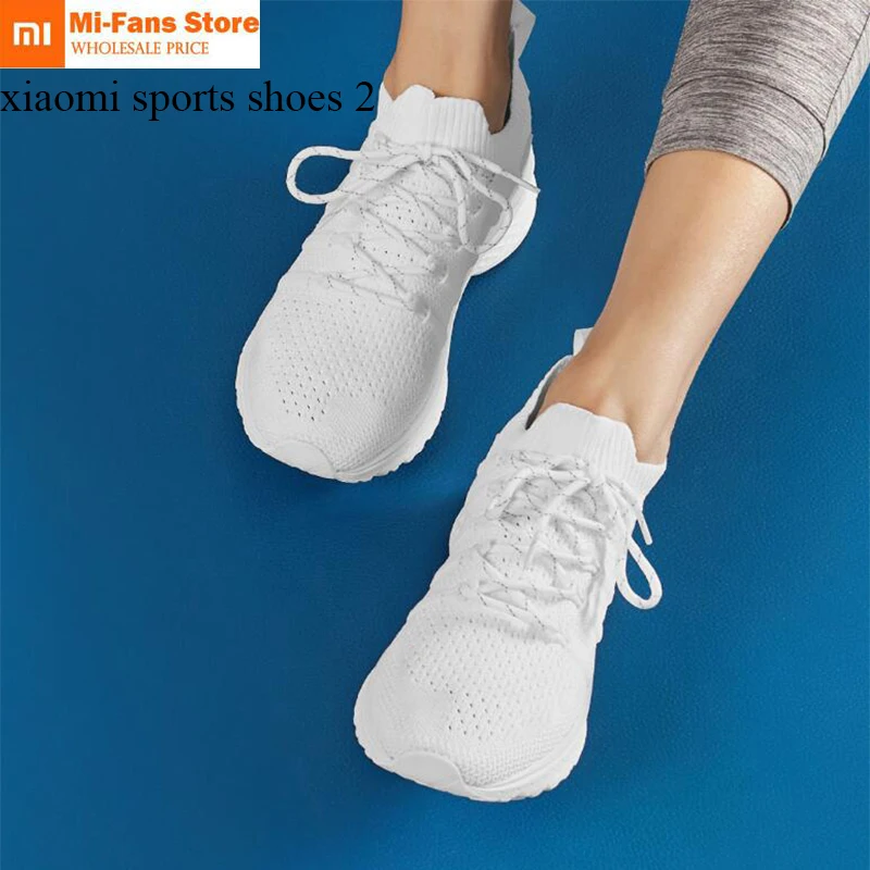 New Xiaomi Mijia Sports Shoes Sneaker 2 Uni-Moulding Techinique New Fishbone Lock System Elastic Knitting Vamp Smart Sports man