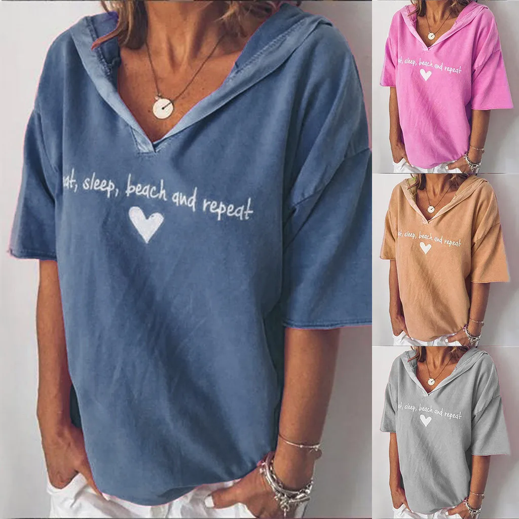 

2019 fashion Summer women's blouse Casual Short Sleeve V-neck Letter Print womens tops and blouses блузка женская