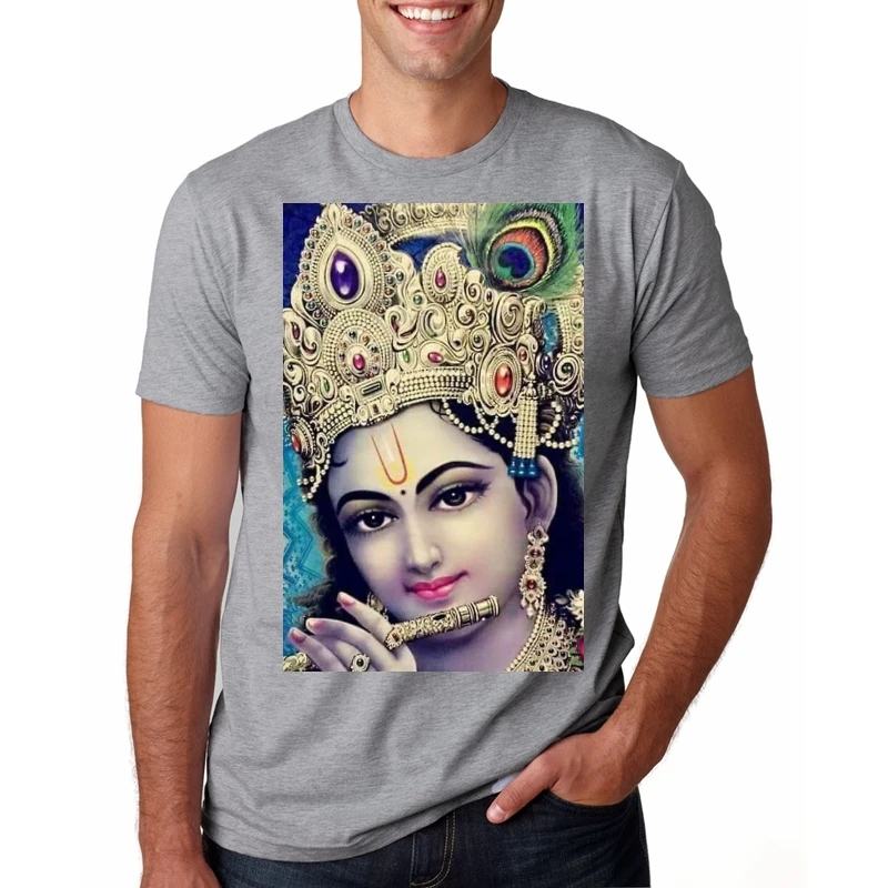 

T Shirt Men Funny tshirt Krishna Hindu God Graphic T-Shirt