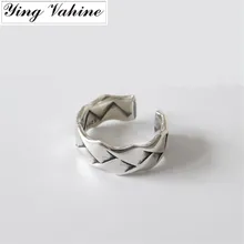 Ying Vahine 925 стерлингового серебра винтажные толстые плетеные дизайнерские Открытые Кольца для женщин anillos plata 925 para mujer